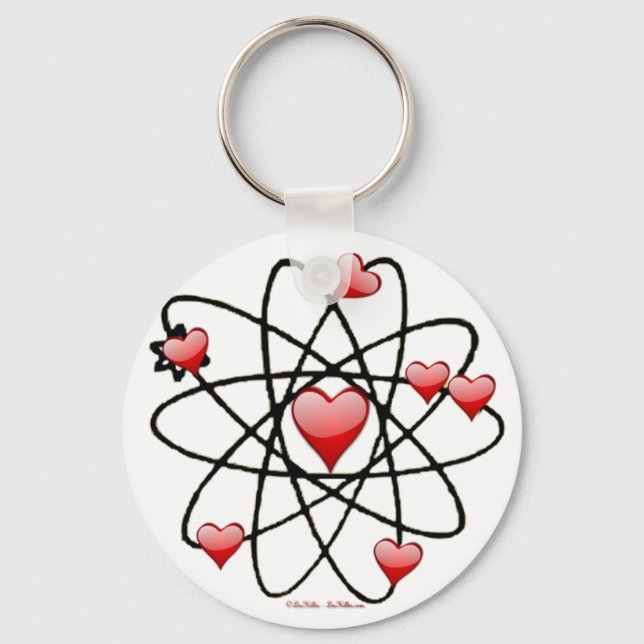 Atomic Valentine Red Hearts Schlüsselanhänger (Vorderseite)