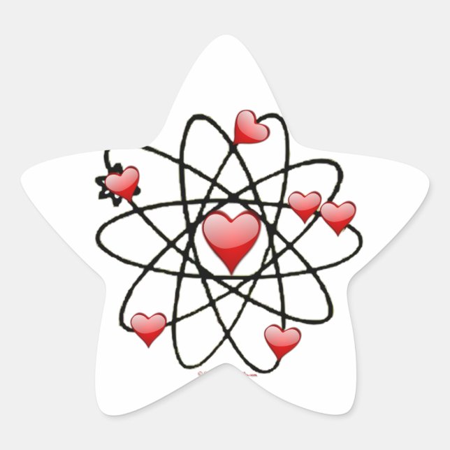Atomic Valentine Red Hearts Stern-Aufkleber (Vorderseite)