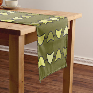 Atomische Ära Boomerangs Olive Green Kurzer Tischläufer