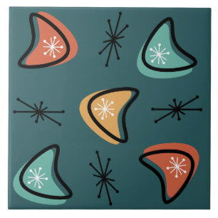 Atomische Boomerangs-Sternexplosionen Aquamarin Fliese