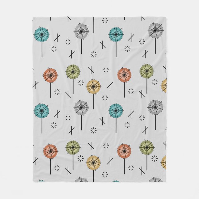Atomische Retro-Blume mehrfarbig Fleecedecke (Vorderseite)