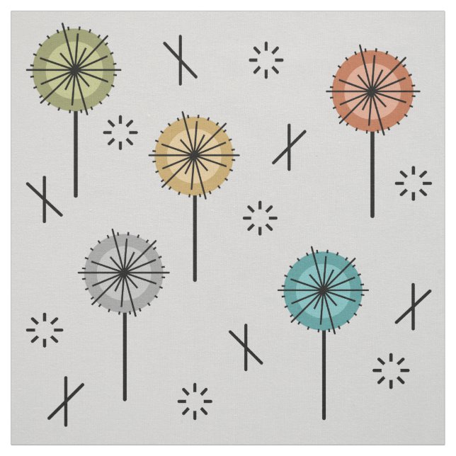 Atomische Retro-Blume mehrfarbig Stoff (Muster)