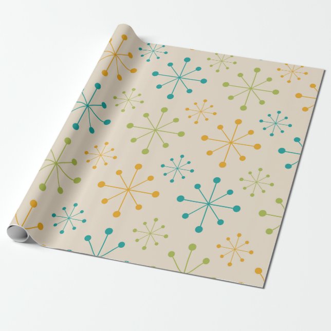 Atomische Sternexplosion Orange Aquamarin Green Mi Geschenkpapier (Ungerollt)
