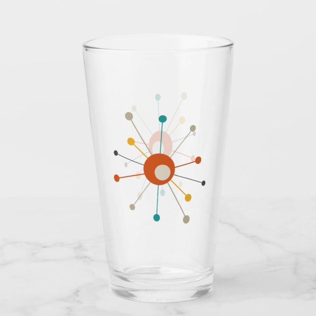 Atomische Sternexplosion Rotes Aquamarines Gelbes  Glas (Vorderseite)