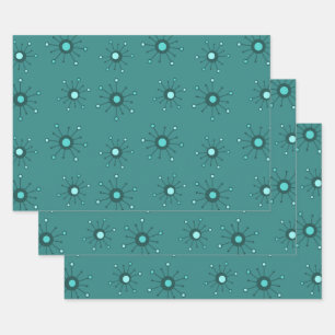 Atomische Sternexplosionen Aquamarin Geschenkpapier Set