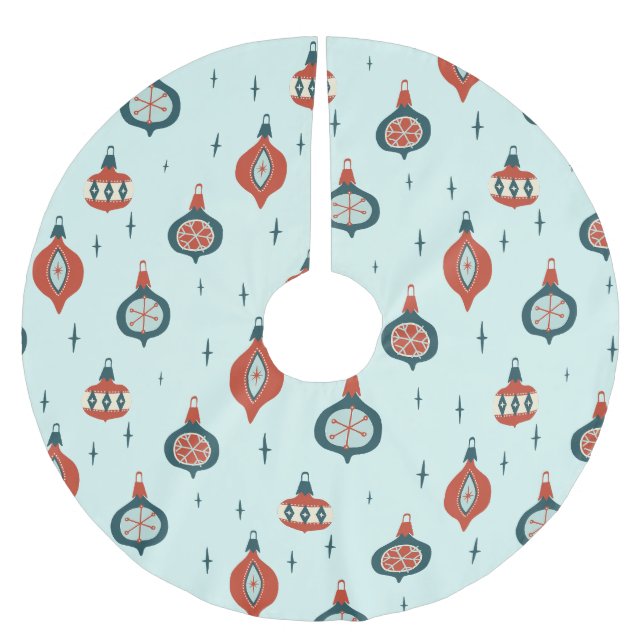 Atomische Weihnachtszeit Mitte des Jahrhunderts Polyester Weihnachtsbaumdecke (Vorderseite)