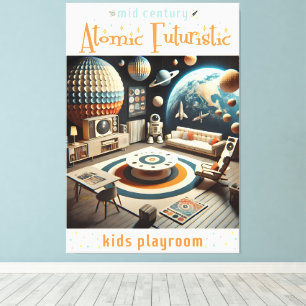 Atomischer futuristischer Weltraum-Kinder-Spielzim Leinwanddruck