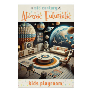 Atomischer futuristischer Weltraum-Kinder-Spielzim Poster