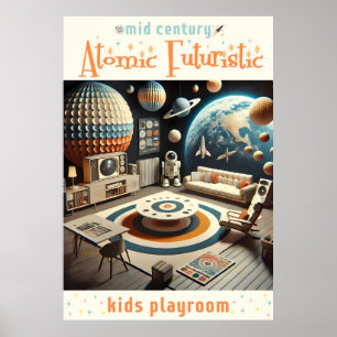 Atomischer futuristischer Weltraum-Kinderzimmer Poster