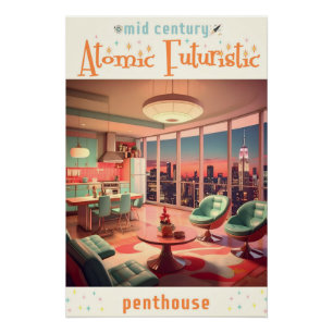 Atomisches futuristisches Penthouse-Apartment Poster