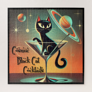 Atomistische futuristische kosmische schwarze Katz