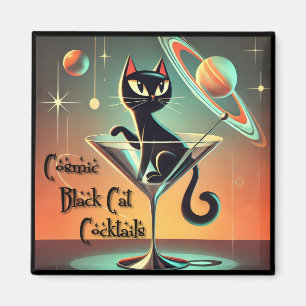 Atomistische futuristische kosmische schwarze Katz Magnet