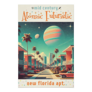 Atomistische futuristische neue Florida-Wohnungen Poster
