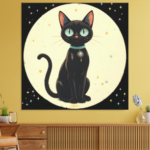 Atomistische futuristische schwarze Katzenmond Leinwanddruck