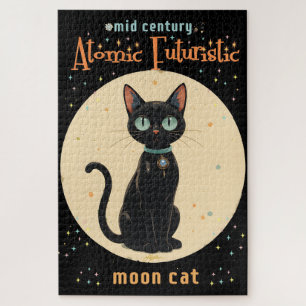 Atomistische futuristische schwarze Katzenmond mit