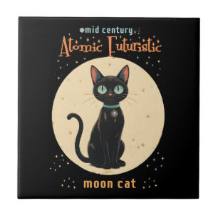 Atomistische futuristische schwarze Katzenmond mit Fliese