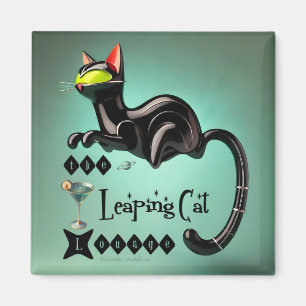 Atomistische futuristische The Leaping Cat Lounge Magnet