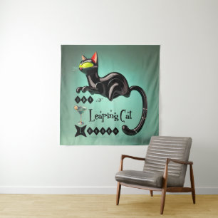 Atomistische futuristische The Leaping Cat Lounge Wandteppich
