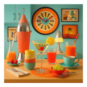 Atomistische Retro-Futuristische Martini-Frühstück Fotodruck