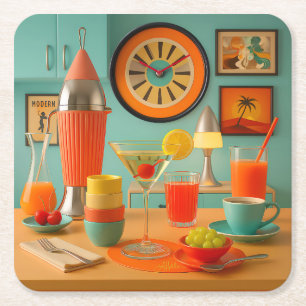 Atomistische Retro-Futuristische Martini-Frühstück Rechteckiger Pappuntersetzer
