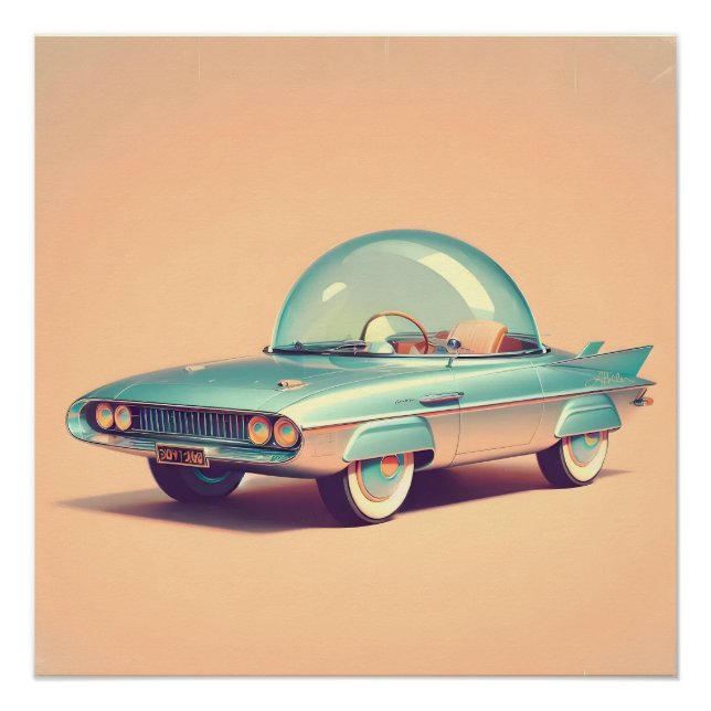 Atomistischer futuristischer Blaster-Bubble-Car Poster (Vorderseite)