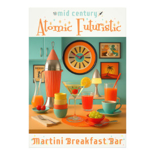 Atomistischer Retro-Futuristischer Martini Frühstü Fotodruck