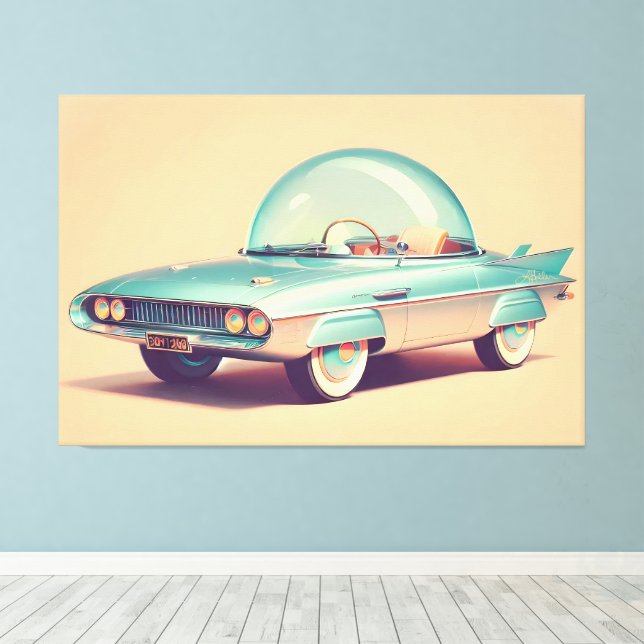 Atomistisches futuristisches Blaster-Bubble-Auto  Leinwanddruck (Insitu (Holzboden))