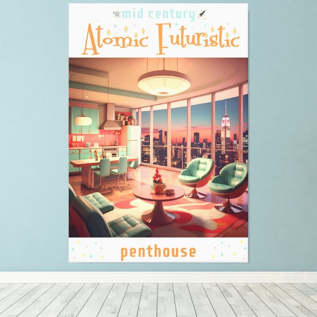 Atomistisches futuristisches Penthouse-Apartment Leinwanddruck (Insitu (Holzboden))