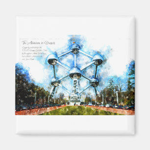 Atomium Brussels Aquarell Magnet