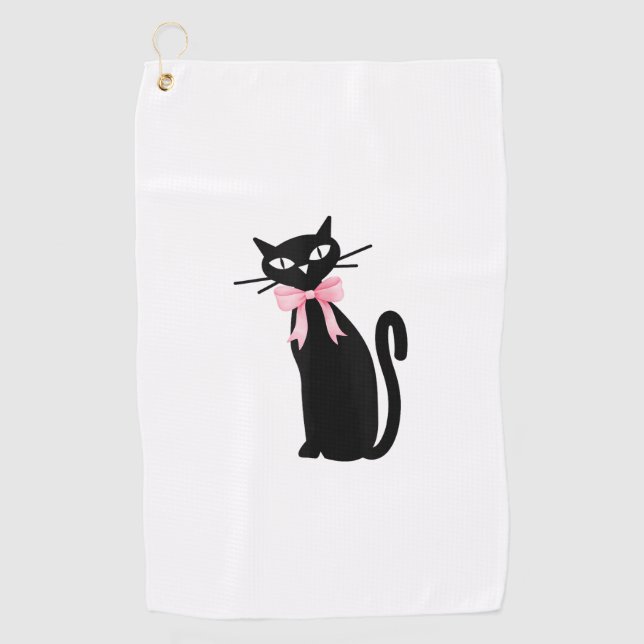 Atomkatze mit rosa Katzenkatze Girly Clean Girl Ki Golfhandtuch (Vorderseite)