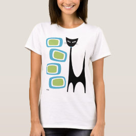 Atomkatze Mitte des Jahrhunderts mit grünen und bl T-Shirt
