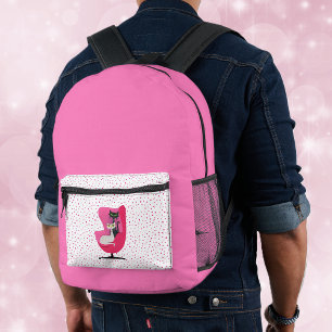 Atomkatzen in rosa Stuhl leuchtend rosa mit Punkte Bedruckter Rucksack