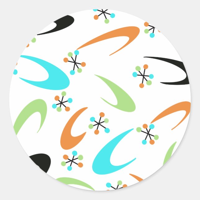 Atomkleber aus der Mitte des Jahrhunderts Runder Aufkleber (Vorderseite)