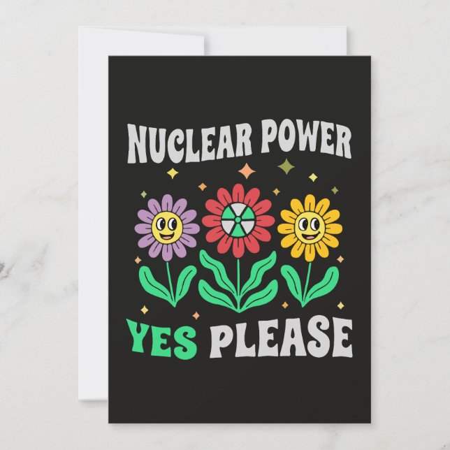 Atomkraft ja, bitte lächelnde Blumen Einladung (Vorderseite)