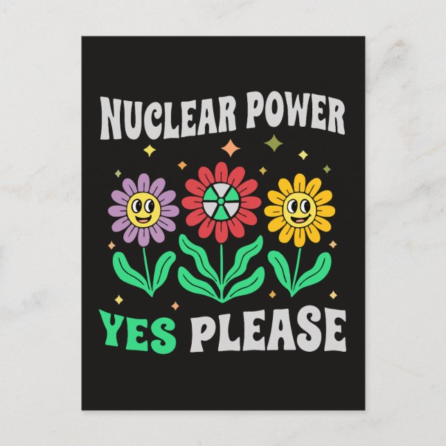 Atomkraft ja, bitte lächelnde Blumen Postkarte (Vorderseite)