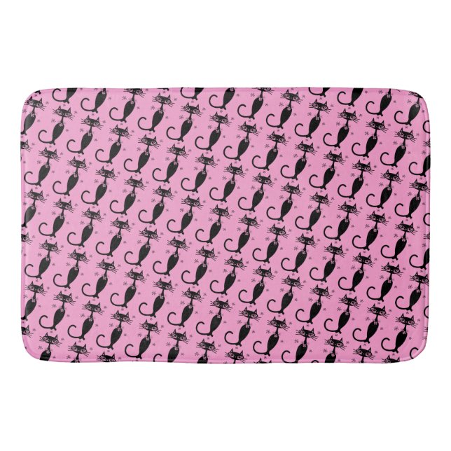 AtomLong Neck Black Cat MCM rosa Bath Mat Badematte (Vorderseite)