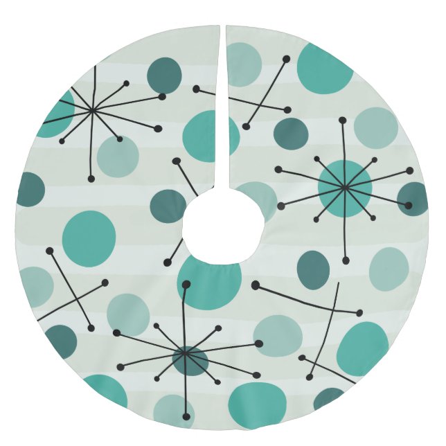 Atommunkte und Sternexplosionen Aquamarine Polyester Weihnachtsbaumdecke (Vorderseite)
