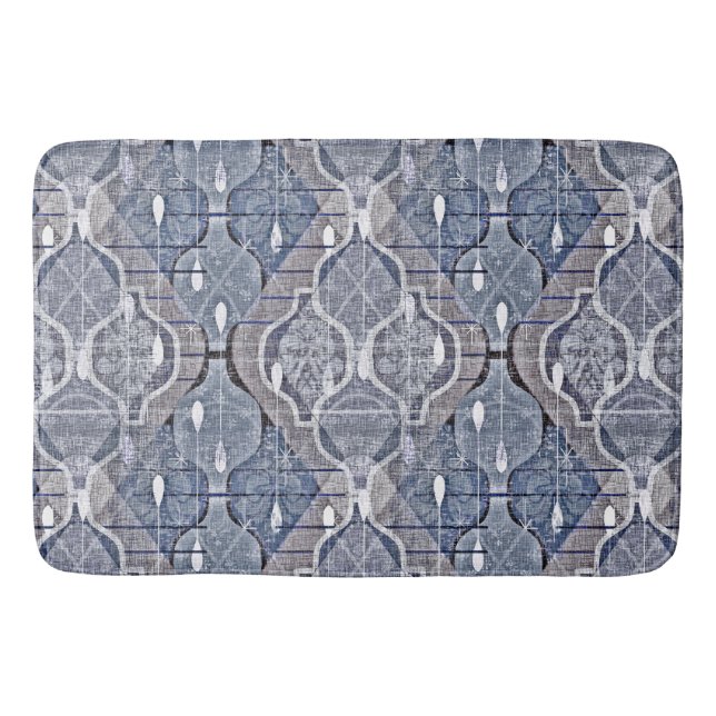 Atomogee Blue Gray Modernes Bauernhaus Mitte des J Badematte (Vorderseite)