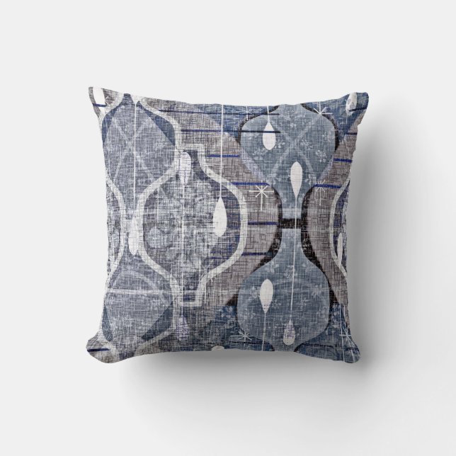 Atomogee Blue Gray Modernes Bauernhaus Mitte des J Kissen (Vorderseite)