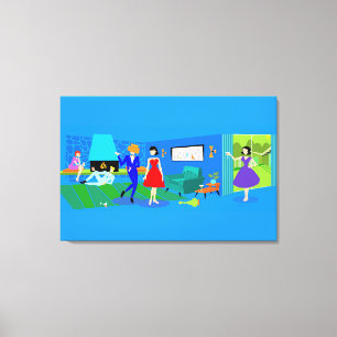 Atompalm Springs Cocktail Party überzogen Canvas Leinwanddruck