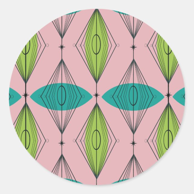 Atomrosa Ogee & Sternexplosion Rundkleber Runder Aufkleber (Vorderseite)