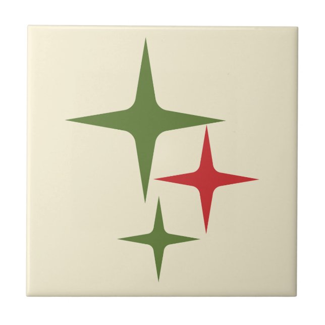 Atoms Stars Mitteljahrhundert Retro Weihnachten Ro Fliese (Vorderseite)