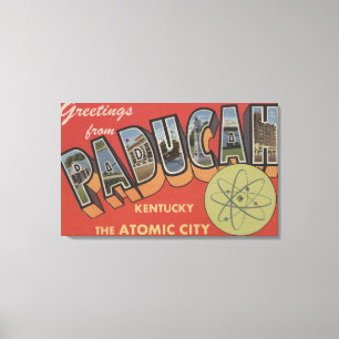 Atomstadt - Große Briefmarkenszenen Leinwanddruck