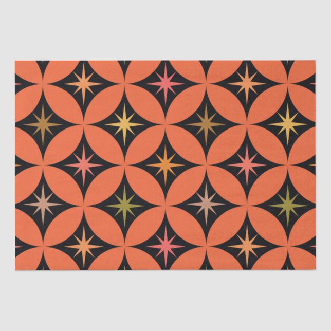 Atomstähle des mittleren Jahrhunderts auf orangefa Seidenpapier (Vorderseite)