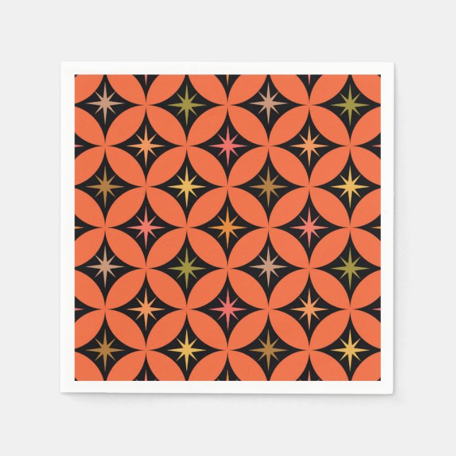 Atomstähle des mittleren Jahrhunderts auf orangefa Serviette (Vorderseite)