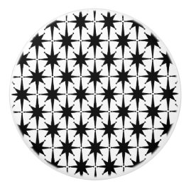 Atomstars Mitte Jahrhundert Moderne Schwarz und We Keramikknauf