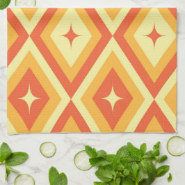 AtomSterne aus dem Mittelalter auf orangefarbenen  Geschirrtuch