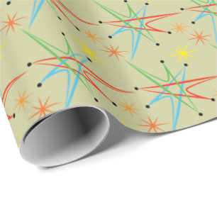 AtomSternexplosion-Retro mehrfarbiges Muster Geschenkpapier