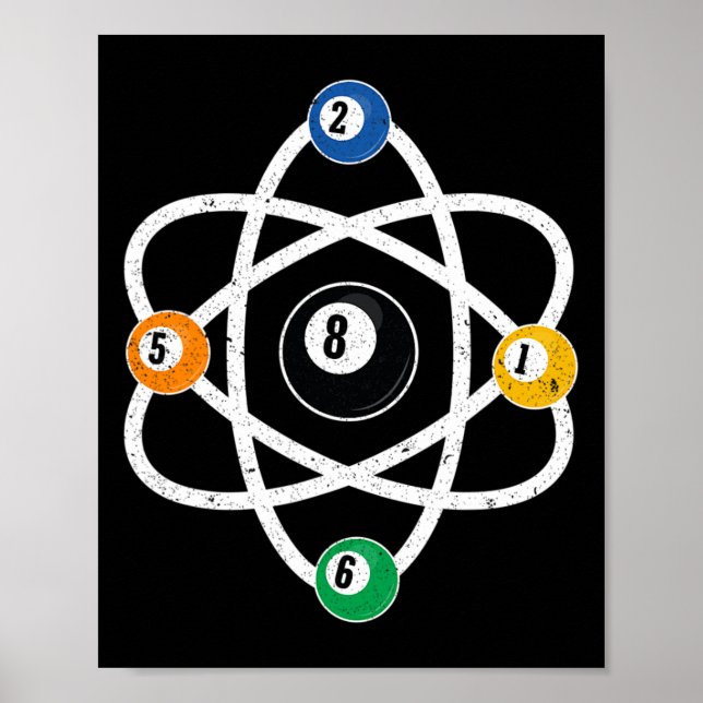 Atomstruktur Billard Männer Funny 8 Ball Pool Poster (Vorne)