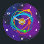Atomstrukturforschung Große Wanduhr<br><div class="desc">Ein cooles, trendiges und lustiges, wissenschaftlich inspiriert Design. Das ideale Geschenk für alle Naturwissenschaftler, Naturwissenschaftler, Labrador-Techniker, Naturwissenschaftler, kurz, alle Wissenschaftsfreunde in Ihrem Leben (und das schließt Sie mit ein)! Design: Science Geekness© unter http://www.zazzle.com/sciencegeekness*</div>
